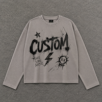 T-shirt personnalisé en coton gaufré 100% coton à manches longues, style streetwear, coupe ample et carrée pour homme