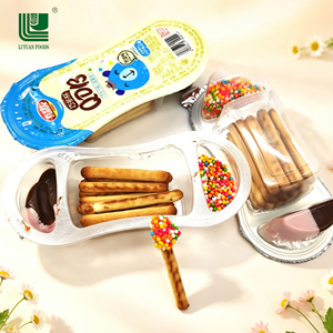 Snack per <span class=keywords><strong>Bambini</strong></span> Certificato ISO9001 Halal HACCP: Bastoncini di Biscotto con Cioccolato e Coperchio per Salse e Granella, Produzione Diretta OEM 3 in 1 - Product Image 4