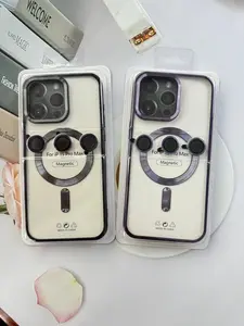 Casing ponsel magnetik desain mewah baru 2024 dengan set film lensa pengisi daya nirkabel penutup tahan guncangan untuk iPhone 15 Pro Max 14 13 12