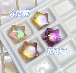 Perles à trou droit à effet œil de chat, à changement de couleur, motif pentagramme ciel étoilé, pour la création de chaînes de téléphone portable DIY, vente en gros - Product Image 6