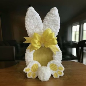 DAMAI <b>Easter</b> Bunny Wreath Bow Front Door Hanging <b>Ornaments</b> Creative Home Wall Decor Supplies for Holiday Party Decoration - Product Image 5