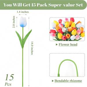 Ramo de Tulipanes Realistas al por Mayor, Flores Artificiales Blancas de PU Suave de Alta Calidad para Mesas de Restaurantes - Product Image 2