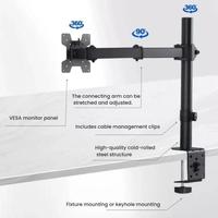 Nouvel arrivage : Support de moniteur à pince de bureau avec bras télescopique, support de montage sur poteau réglable en hauteur de 40 cm pour écrans d'ordinateur