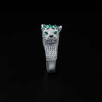 Bague Léopard en Argent Sterling S925 avec Zircon 5A Personnalisé et Émeraude – Bijoux Fins