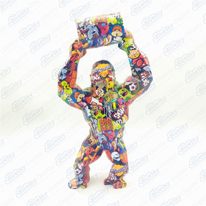 Diseño único Graffiti <span class=keywords><strong>de</strong></span> transferencia <span class=keywords><strong>de</strong></span> agua <span class=keywords><strong>de</strong></span> resina gorila escultura - Product Image 2
