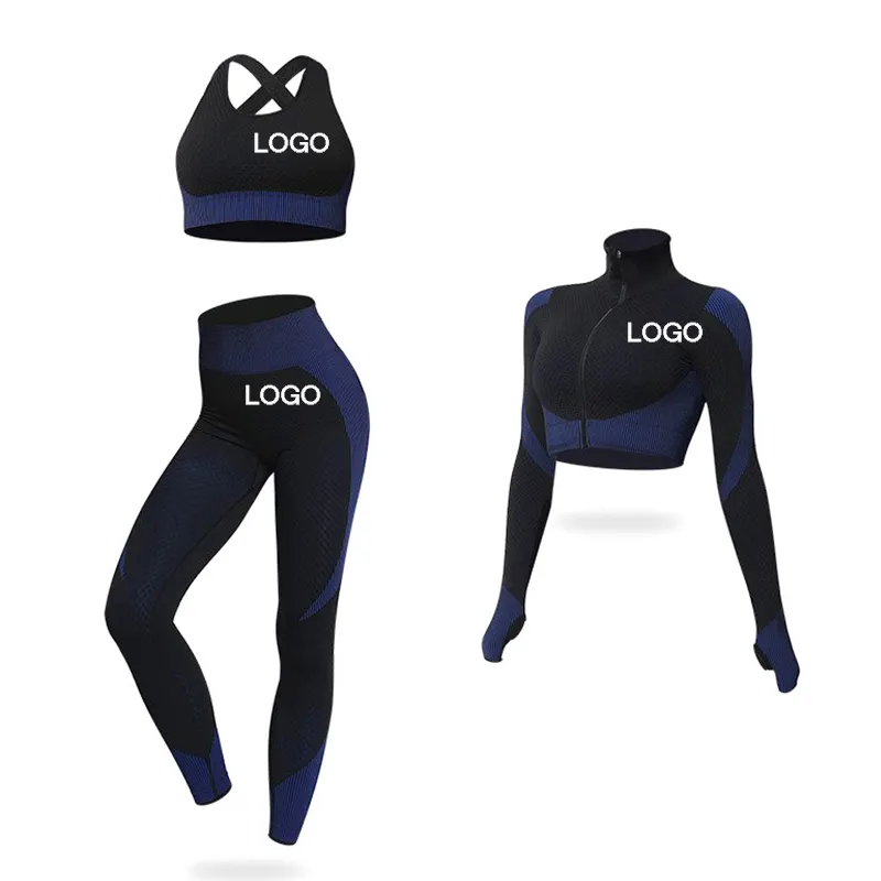 Grosir logo kustom set pakaian olahraga wanita, bra tanpa kelim set celana dan celana olahraga yoga wanita