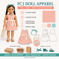 Ensembles d'accessoires de mode estivale pour poupées, avec fermeture arrière facile, en tissu à pois, couleur et taille personnalisables, fabricant de marques privées