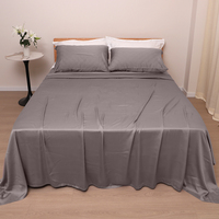 Parure de draps HFW de luxe en bambou soyeux, avec coutures solides, rafraîchissante, anti-acariens, teinte, sur mesure, 4 pièces