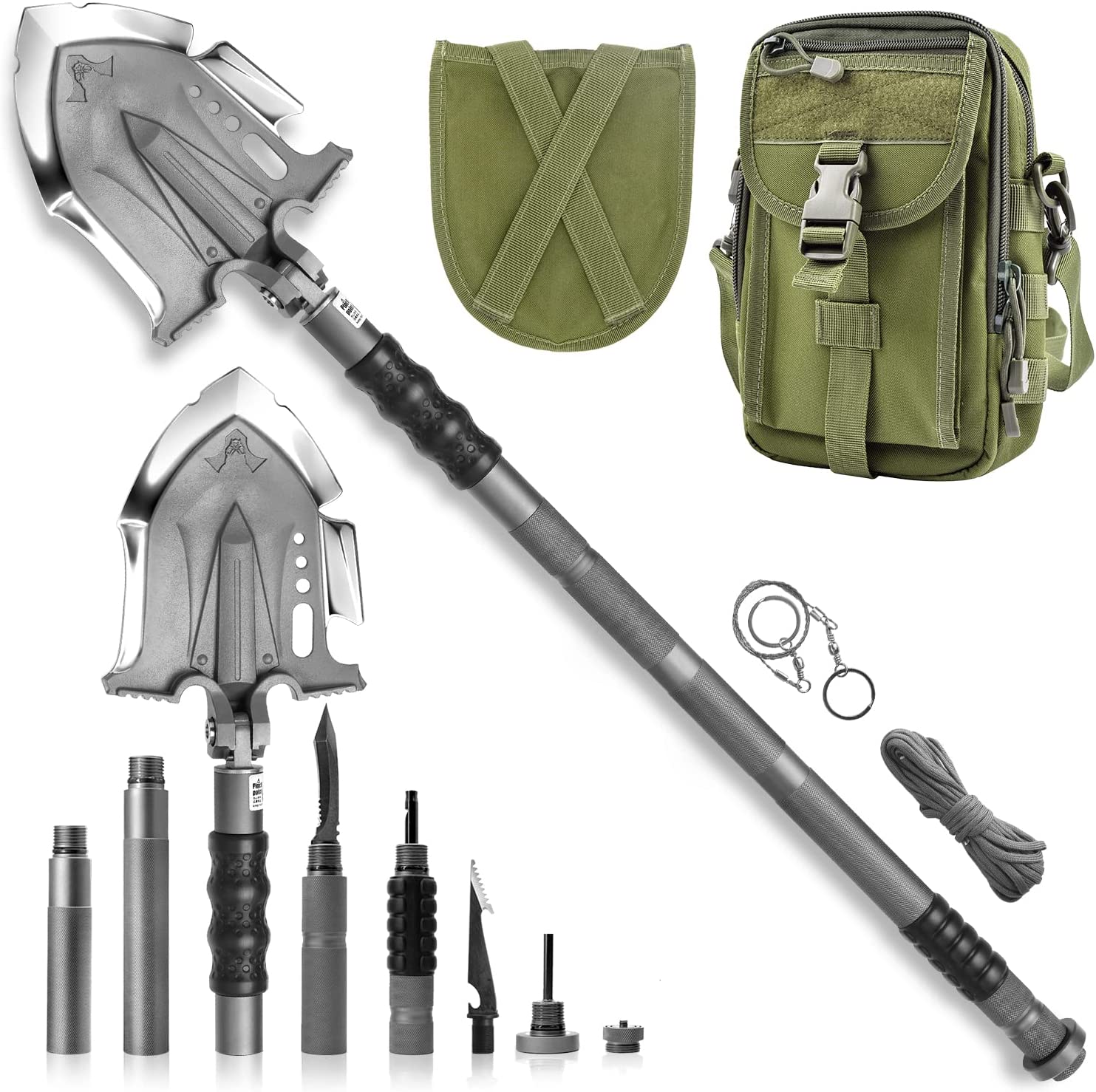 Zune Lotoo Multitool 28 in 1 Luxury Shovel Kit Tactical Camping Folding Shovel Unbreakable Martensitic Steel Survival Shovel