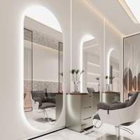 Miroir mural LED irrégulier en acier inoxydable durable, en forme de nuage, pleine longueur, pour salons de coiffure professionnels