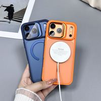 Étuis de téléphone portable GS Wholesale de luxe antichoc avec anneau magnétique en PC+TPU pour S25 Ultra Orange Mat