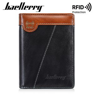 Baellerry Men's Short <b>Wallet</b> Oiled Leather <b>RFID</b> Protection Coin Purse Card Holder Spliced Design Business Everyday Use - Product Image 4