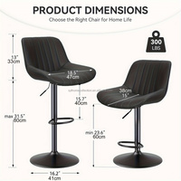 Tabourets de bar pivotants modernes réglables avec dossier, chaises îlot en cuir de performance à hauteur de comptoir pour la cuisine à domicile