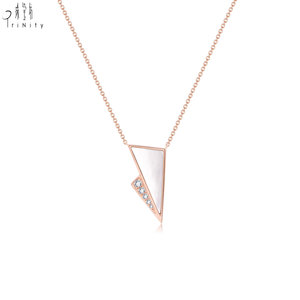 Hong Kong Supplier Wholesale 18K Rose Gold Natural White Mother-of-Pearl With Natural Diamond Pendant Necklace Gift For Women - Product Image 1