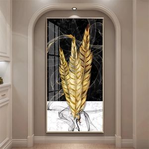 Fabbrica personalizzata piuma d'oro tela pittura piuma foglia arte della parete poster e stampe arte della parete - Product Image 4