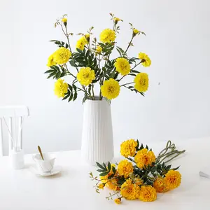 Imitation Seidenmaterial Straßenblei weicher Blumenstrauß Marigold Hochzeitsdekoration künstliche Blumen Geschenke