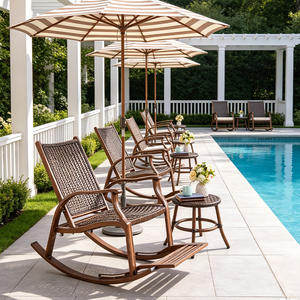 Ensemble <span class=keywords><strong>de</strong></span> chaises <span class=keywords><strong>de</strong></span> salle à manger d'extérieur, ensemble <span class=keywords><strong>de</strong></span> chaises longues <span class=keywords><strong>de</strong></span> luxe modernes d'extérieur, chaise à bascule <span class=keywords><strong>en</strong></span> rotin tressé pour <span class=keywords><strong>jardin</strong></span>, piscine, villa - Product Image 1