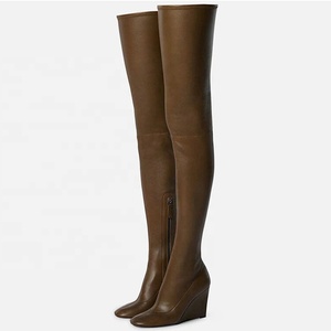 2022 Long Fashion <b>Shoes</b> Over Knee High Heel Boots Solid Wedge Heel Thigh High Women Boots Outdoor Sexy - Product Image 2