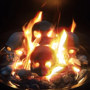 9 unids/set calaveras <span class=keywords><strong>de</strong></span> cerámica para pozo <span class=keywords><strong>de</strong></span> fuego <span class=keywords><strong>de</strong></span> Gas, <span class=keywords><strong>troncos</strong></span> <span class=keywords><strong>de</strong></span> calavera <span class=keywords><strong>de</strong></span> fuego para chimenea <span class=keywords><strong>de</strong></span> Gas Firebowl al aire libre, Color gris - Product Image 1