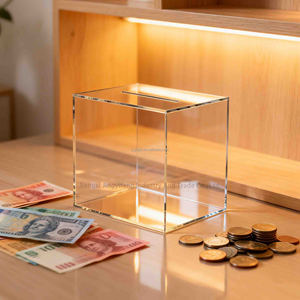 Caja expositora de acrílico transparente para monedas y billetes, hucha sin abrir para el Día del Niño, caja de almacenamiento para cartas secretas de amor y para ahorros - Product Image 4