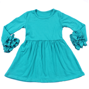 <span class=keywords><strong>Vestito</strong></span> per bambini a buon mercato all'ingrosso di alta qualità da ragazza con tripla volant a <span class=keywords><strong>manica</strong></span> <span class=keywords><strong>lunga</strong></span> abito da ragazza tinta unita in cotone abiti personalizzati - Product Image 3