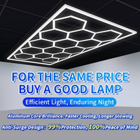 Plafonniers LED hexagonaux à 14 grilles pour barbier, salle de sport, garage, atelier, aménagement paysager, 6500K, étanches et lumineux