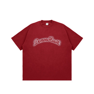 เสื้อยืดสำหรับผู้ชายพิมพ์ลายแบบเรียบง่ายผ้าฝ้ายแท้ทรงหลวมคอสั้นแขนสั้นสตรีทพิมพ์ลายตัวหนังสือผ้าไหมถักแฟชั่น - Product Image 4