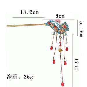 Horquillas para el pelo de estilo antiguo con diseño de flor RUYI hueca, de aleación metálica, para moños y peinados recogidos, en forma de U, con borlas, de nuevo estilo chino - Product Image 6