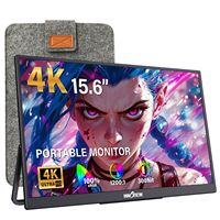 Moniteur portable 4K de 15,6 pouces, prêt à l'emploi, sans pilote, avec adaptateur secteur inclus, pour les voyages d'affaires et le télétravail