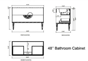 Hecho de 48 pulgadas de montaje en piso verde salvia vanidad de baño unidad - Product Image 6
