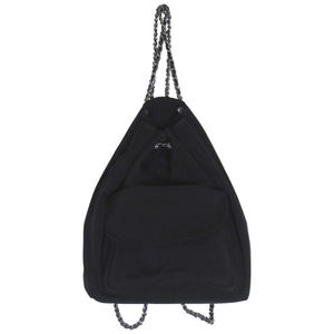 New Simple <b>Black</b> PU Chain Bucket Bag Large Capacity Korean Style Soft Handle <b>Backpack</b> Zipper Closure Summer Lining Polyester - Product Image 1