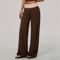 GH Wholesale Leggings évasés brossés pour femme, taille haute, avec ceinture contrastante, effet ventre plat et rehaussement des fesses, pour le yoga