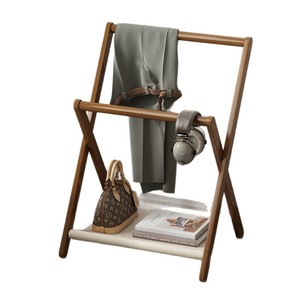 Small solid wood floor-<b>standing</b> coat rack for bedroom, suitable for temporary clothing storage at <b>night</b>, Nordic style, for home - Product Image 5