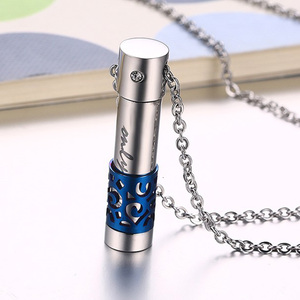 Perhiasan Kremasi untuk Abu, Kalung Guci Silinder Tempat Abu Kenangan Kenangan Hewan Peliharaan/Manusia Mini - Product Image 1