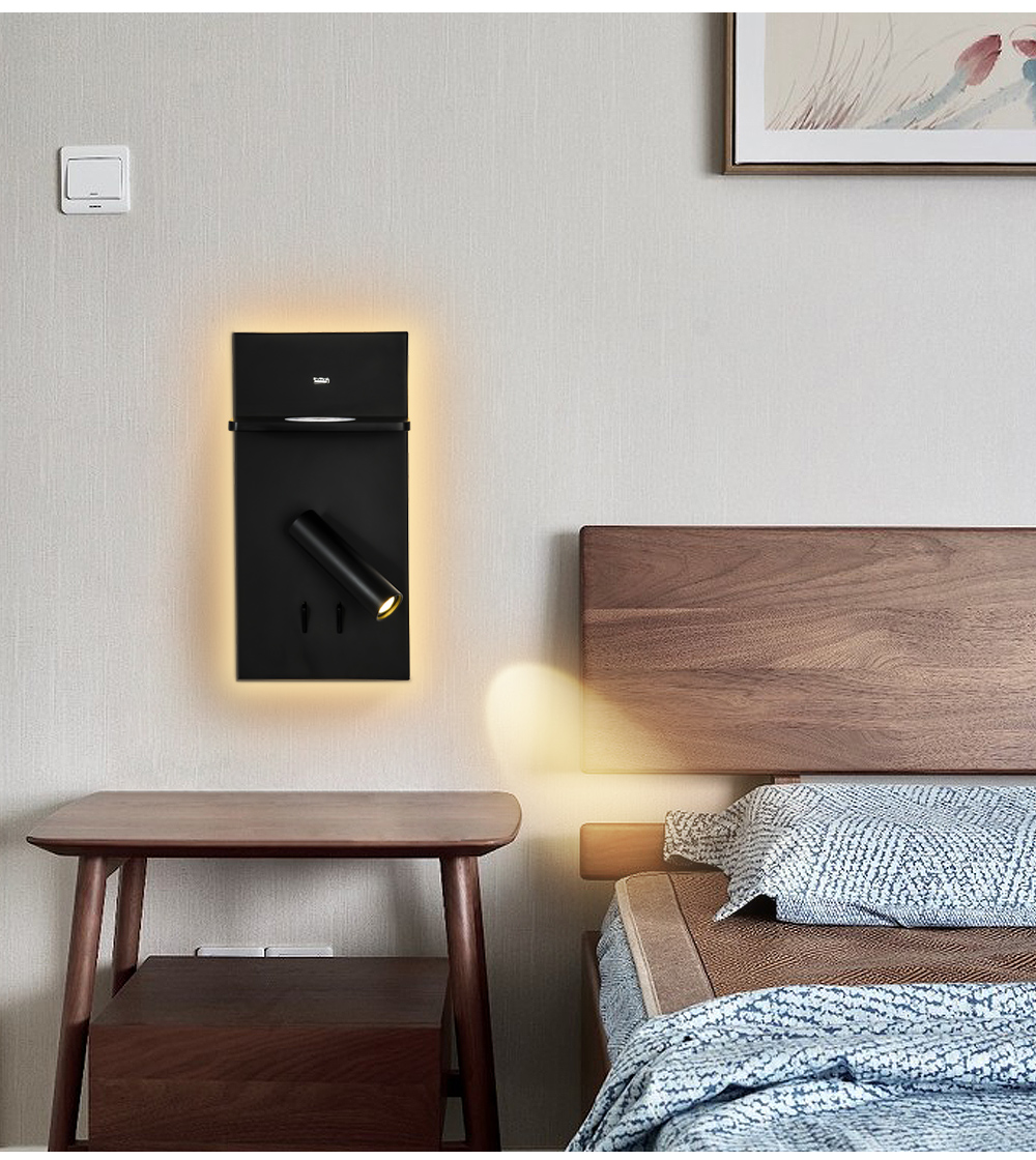 Wholesale Supply Oem Odm Wireless Usb Charging Metal Adjustment Led Bedside Wall Lamp For Bedroom