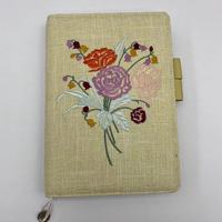 Broderie de fleurs Couverture en coton et lin Cahier d'étudiant Logo personnalisé Couverture Broderie Design Bloc-notes