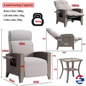 Sillón <span class=keywords><strong>Reclinable</strong></span> Moderno de Ratán para Jardín, <span class=keywords><strong>Terraza</strong></span>, Patio y Balcón, Origen China - Product Image 3