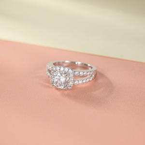 Somen anel de cobre zircônia cúbica 2ct, anel de compromisso noivado curvo em formato redondo tamanho 3.5-12 - Product Image 2