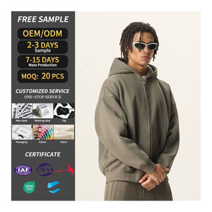 OEM/ODM شعار مخصص فضفاض صالح جودة عالية فارغة 3D التطريز طباعة المتضخم زائد الحجم القطن الرجال سحاب حتى هوديس للرجال - Product Image 1