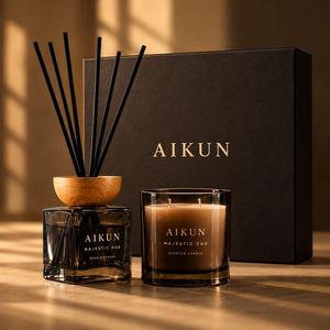 Aikun Black Presentation Box Glass Scented Candle And Reed Diffuser Gift Set OEM ODM Bespoke Fragrance for Brand Campaigns - Product Image 2