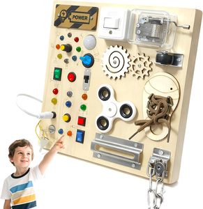 Tavola delle Attività, Giocattolo Montessori per Bambini da 1-4 Anni, Regalo Ideale per Bambini da 1+ Anno, Giocattolo Sensoriale in Legno per Viaggi - Product Image 1