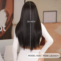 Perruque Longue et Lisse Noire Naturelle de 28 Pouces Résistante à la Chaleur, Vente en Gros, Cheveux Synthétiques Noirs 1B, Cheveux Humains Naturels