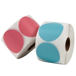 Custom Self Adhesive Colored Circle Direct Thermal <b>Sticker</b> Label Round Thermal Label Roll Compatible with pink Thermal <b>Printer</b> - Product Image 6