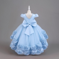 Robe de Soirée Fille LS8389, Costume de Noël, Robe de Demoiselle d'Honneur en Tulle Traînant, Robes de Princesse pour Enfants, Robe de Mariage et d'Anniversaire pour Fille