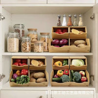 Paniers de rangement en bambou avec couvercle, empilables, paniers de rangement pour fruits et légumes, support de rangement pour collations sur le comptoir de la cuisine
