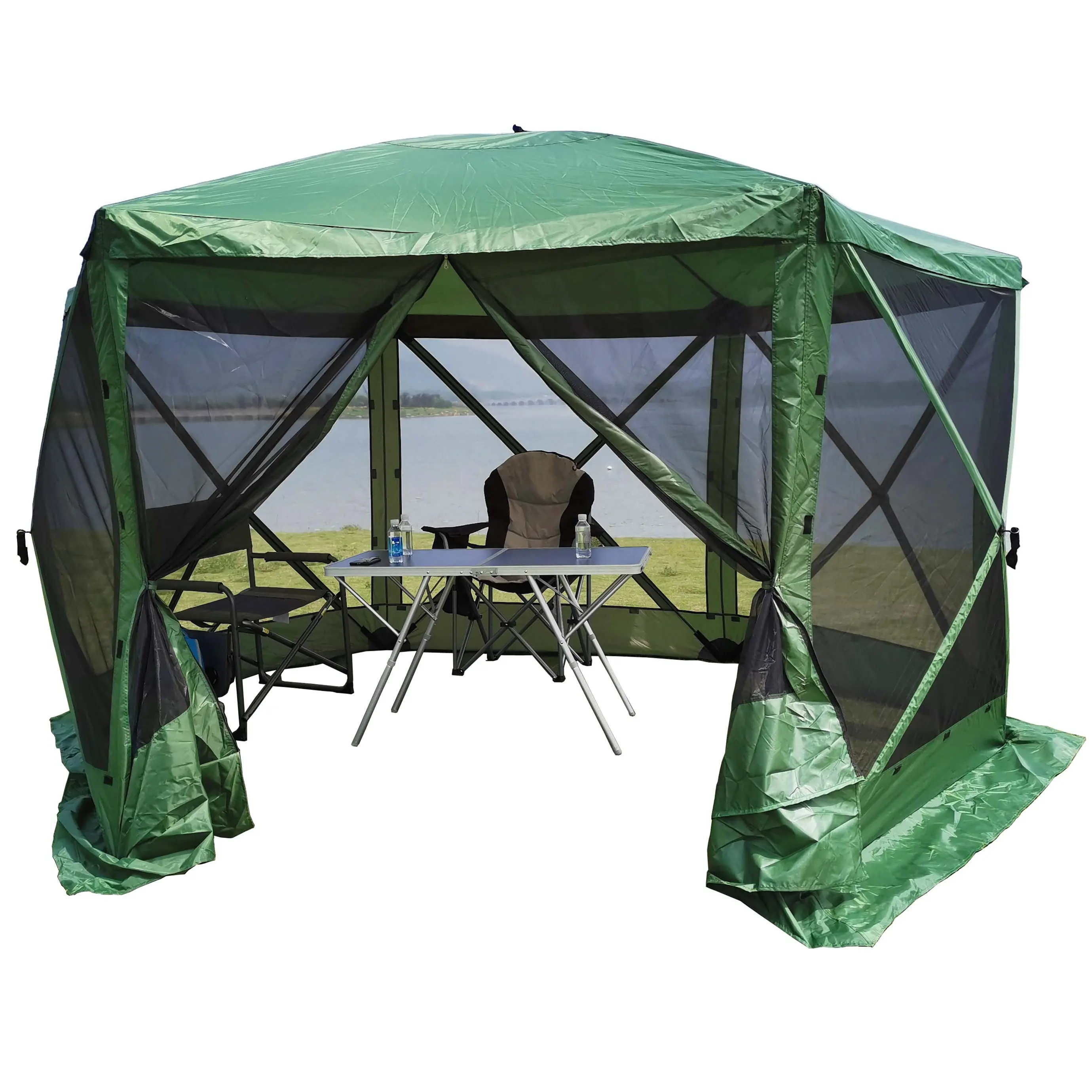 6-8 명 팝업 태양 쉼터 텐트 캠핑 야외 텐트 스크린 하우스