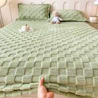 Ensemble de draps en velours de lait antistatique en polyester, jacquard uni, toutes saisons, respectueux de la peau, protège-matelas de style hôtelier, OEM
