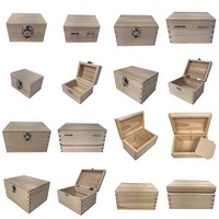Boîte en bois avec couvercle, coffret en bois brut, petite boîte en pin non fini, emballage pour souvenirs, boîte de rangement en bois avec loquet