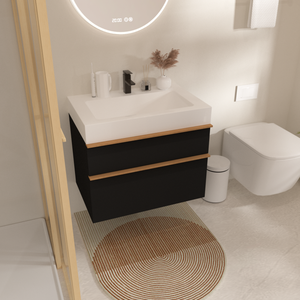 USA spedizione gratuita piccolo spazio bagno in legno armadi lavabo sanitari appeso a parete mobile bagno con lavandino - Product Image 2