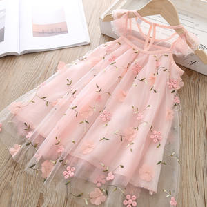 Vestidos de Encaje con Flores de Color Rosa de Alta Calidad para Niñas, Vestidos de Verano con Tutú y Tela Transpirable - Product Image 3